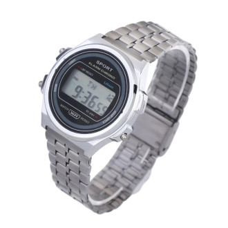 Hodinky - Retro digitálky legendární digitální hodinky kulaté stříbrné
