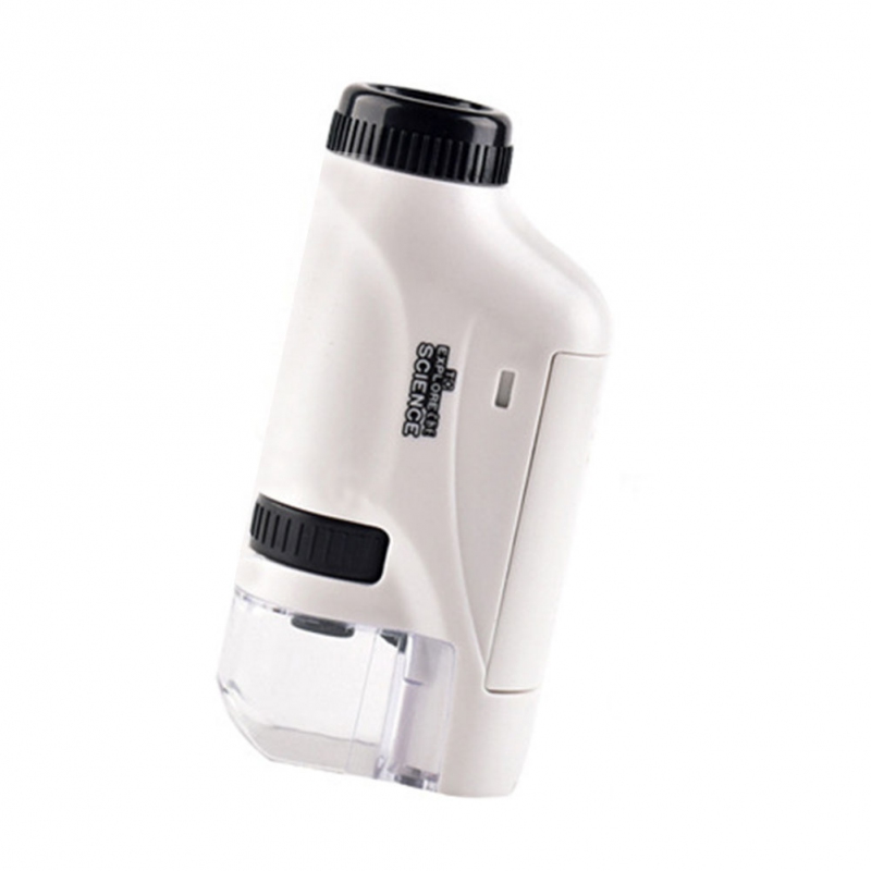 Dětský mini mikroskop na objevování 60-120 krát s LED světlem - bílá + dárek Stylus pro kapacitní displeje zdarma