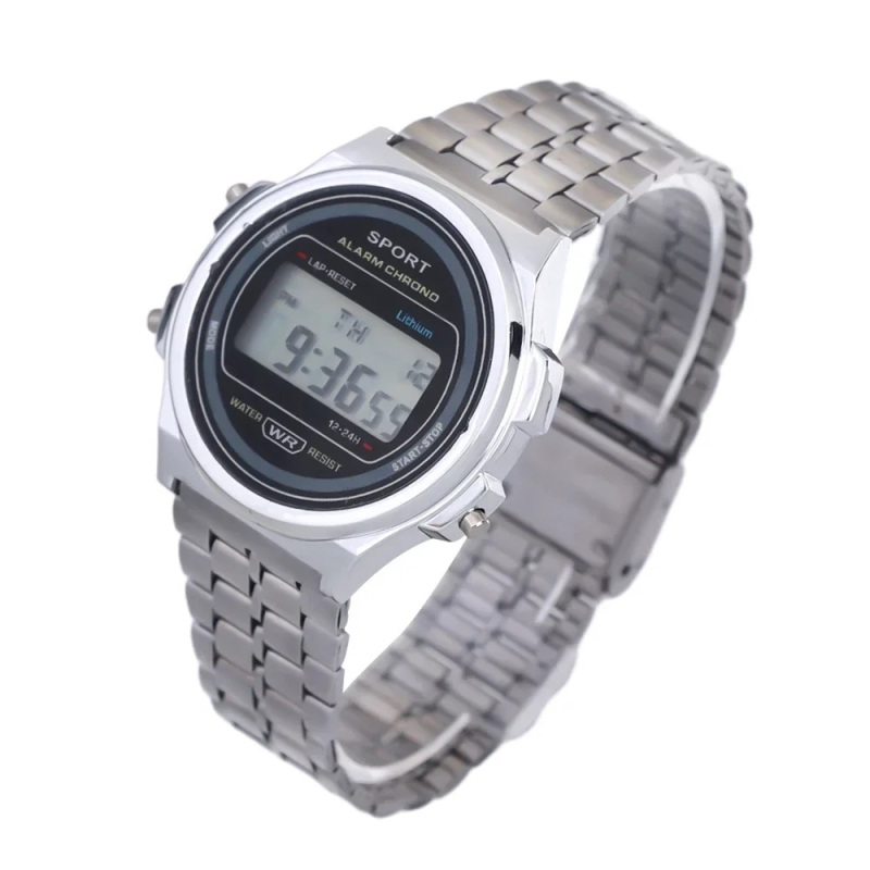 Retro digitálky legendární digitální hodinky kulaté stříbrné + dárek Stylus pro kapacitní displeje zdarma